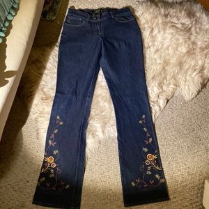 Mango Denim with embroidery at hem Sz 4